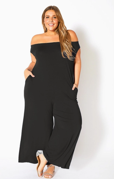 Curvy Girl Shoulder Action Jumpsuit