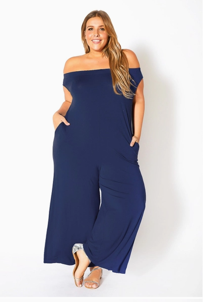 Curvy Girl Shoulder Action Jumpsuit