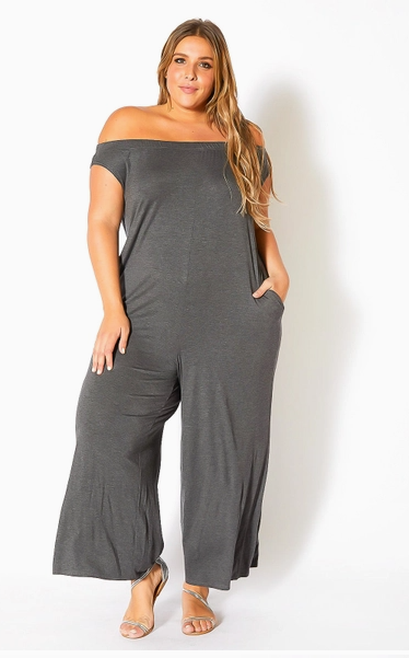 Curvy Girl Shoulder Action Jumpsuit